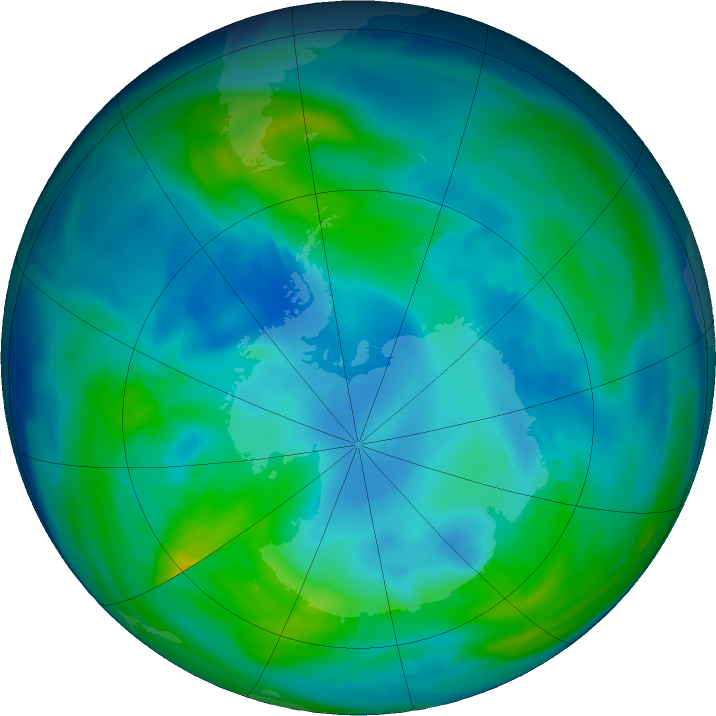 Antarctic ozone map for 05 May 2024